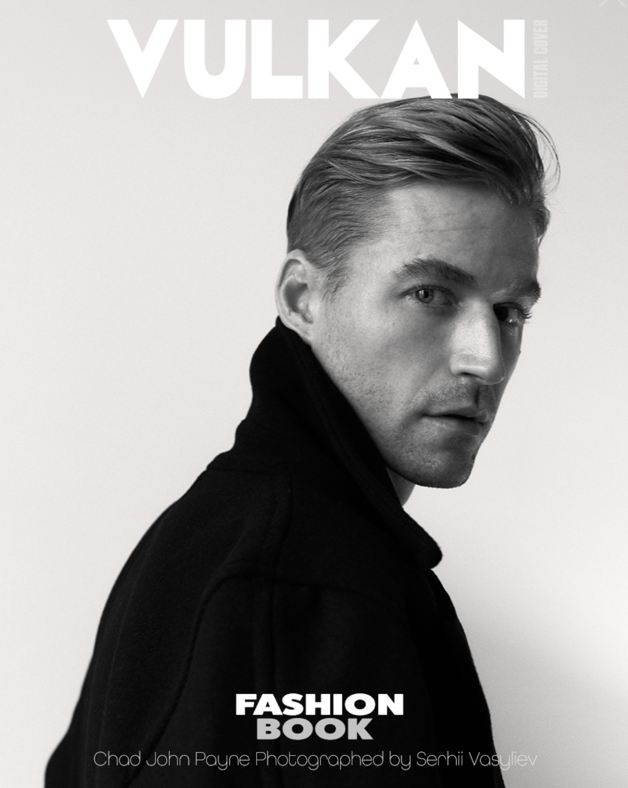 Chad Payne on the cover of Vulkan Fashion Book, photographed by Serhii Vasyliev